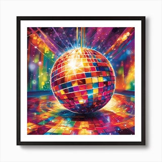 Pink Disco Ball Art Print