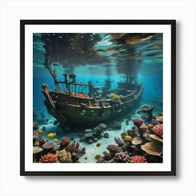 Pirate Ship Under The Sea 1 Art Print