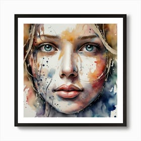 Watercolor Of A Woman'S Face 21 Art Print