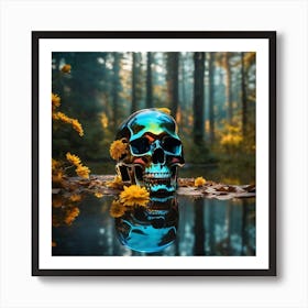 chromatic floral skull Art Print