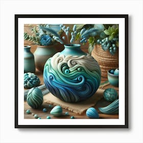 flower Vase blue colour Art Print