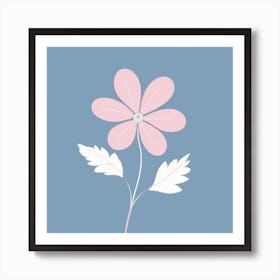 A White And Pink Flower In Minimalist Style Square Composition 638 Art Print