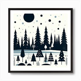 Scandinavian style, Pine forest silhouette 2 Art Print