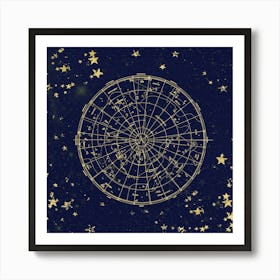 Star Map Gold And Navy II Art Print