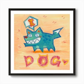 cartoon oil painting：Martian Dog Art Print