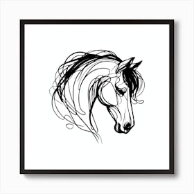 Horse Line Art 02 Art Print
