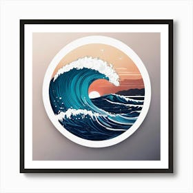 Wave At Sunset Art Print