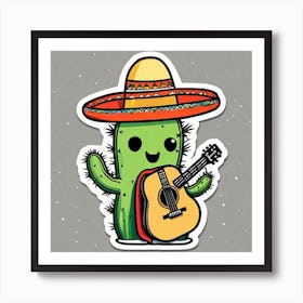 Cactus With Guitar 3 Art Print