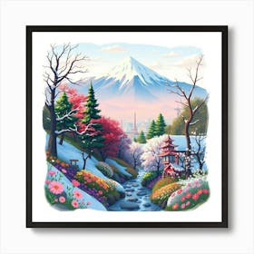 Mountain and river Art Print