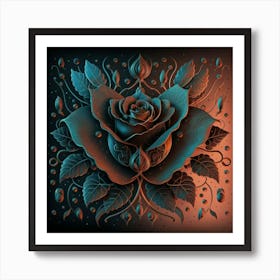 Stylized and intricate geometric black rose 2 Art Print