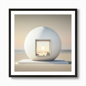 White Sphere On The Beach Art Print