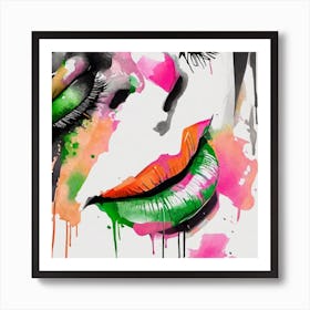 Watercolor Of A Woman'S Face Art Print