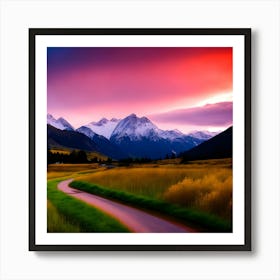 Sunset In New Zealand Art Print