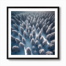 Aerial View Of Snowy Forest 4 Art Print