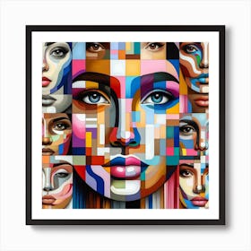 Colorful Women Face Painting Art Print