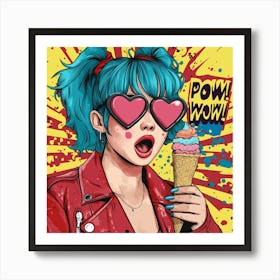 Pop Girl With Ice Cream Art Print