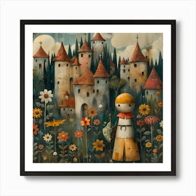 A Brave Knight In Shining Armor, Naïf, Whimsical, Folk, Minimalistic Art Print