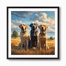 Three Labrador Retrievers Art Print