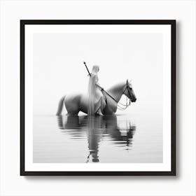 White Horse In The Water Art Print