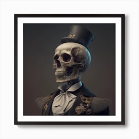 Skeleton In Top Hat Art Print