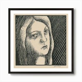 Head Of A Pensive Woman With Long Hair, Mikuláš Galanda Art Print