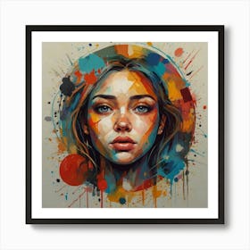 Girl With Paint Splatters Art Print