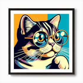 Cat With Glasses Art Print