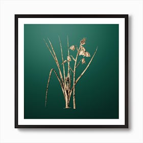 Gold Botanical Slime Lily on Dark Spring Green n.1347 Art Print