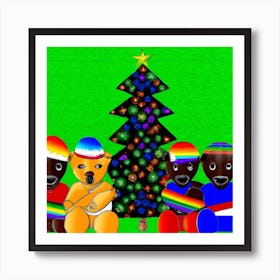 Gay Christmas Teddy Bears 001 1 Art Print