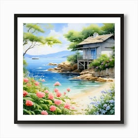 Beach House By The Sea Art Print