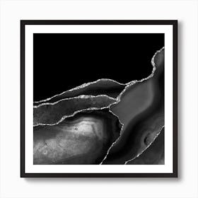 Black & Silver Agate Texture 04 Art Print