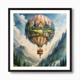 watercolor of a off white hot air balloon 4 Art Print