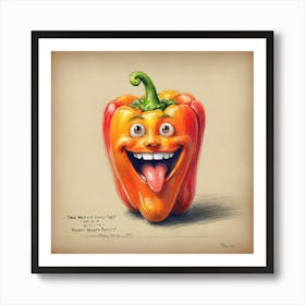 Red Pepper With Tongue Out Art Print