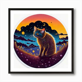 Cat Colored Sky (120) Art Print