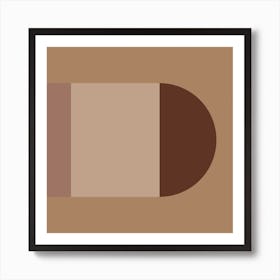 Crisp Edge Semi Circle Blocks In Shades Of Brown Art Print