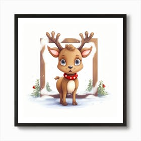Reindeer In Frame Art Print