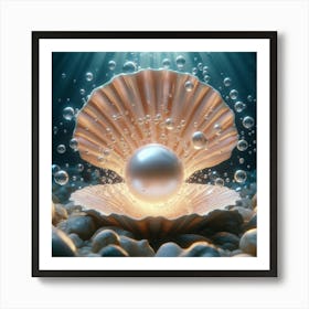 Pearl In A Shell Art Print