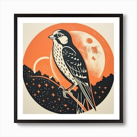 Retro Bird Lithograph American Kestrel 1 Art Print