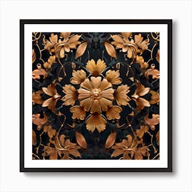 Golden Floral Wallpaper Art Print