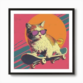 Skateboard Cat 2 Art Print