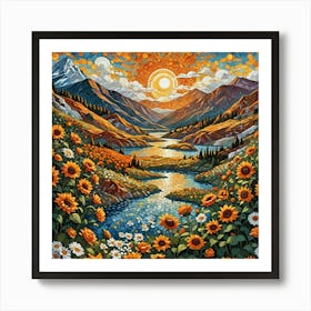 Sunflowers In The Valley 3 Art Print