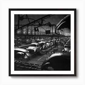 Volkswagen Factory Producing Beetle Cars, 1952 Art Print