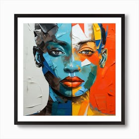 Woman With Two Faces Art Print