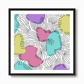 Lines Line Art Pastel Abstract Multicoloured Surfaces Art Art Print