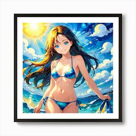 Anime Girl In Bikinihjbhj gj Art Print