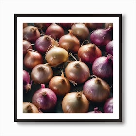Onions On A Black Background Art Print