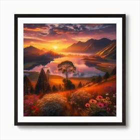 Sunrise Over The Mountains Art Print