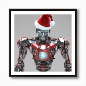 Robot With Santa Hat Art Print