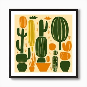 Rizwanakhan Simple Abstract Cactus Non Uniform Shapes Petrol 71 Art Print