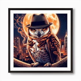 Owl In Hat 4 Art Print